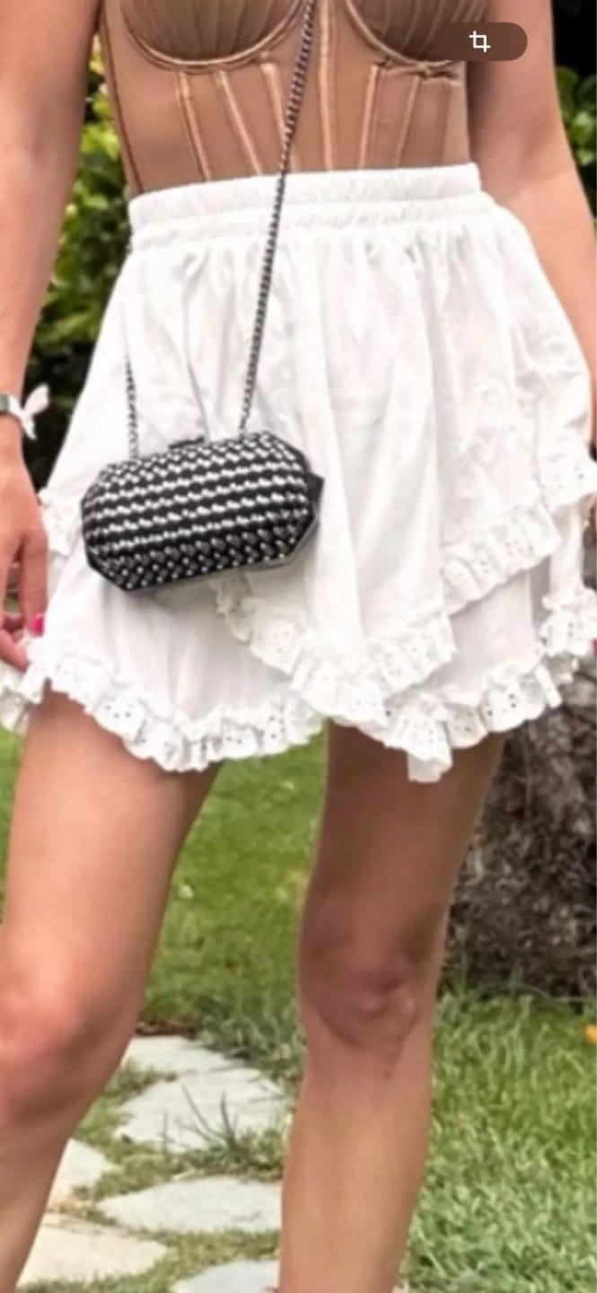 Customer photo review of Kiara Ruffled Trim Layered Mini Skirt