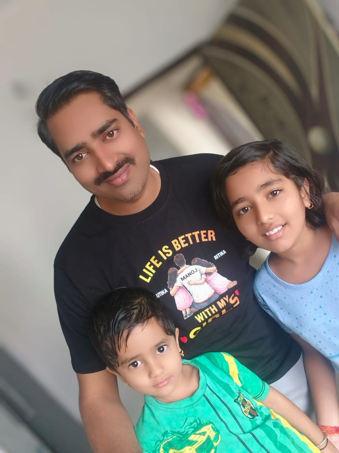 Customer photo review of CUSTOMIZED-MY DAUGHTER, MY HEART (FATHER WITH DAUGHTER) CLASSIC T-SHIRT