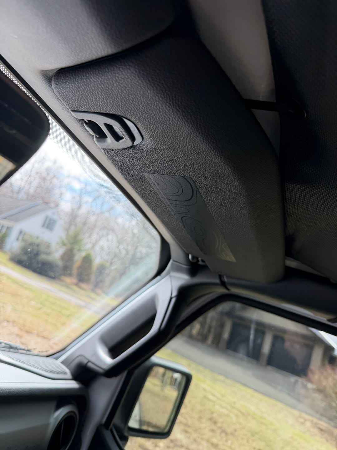 Customer photo review of Sun Visor Decal Set – Covers OEM Warning Labels | Driver + Passenger Pair