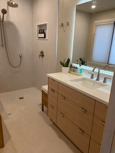 Customer photo review of Ashbury 48" Natural White Oak Bathroom Vanity - All Drawers