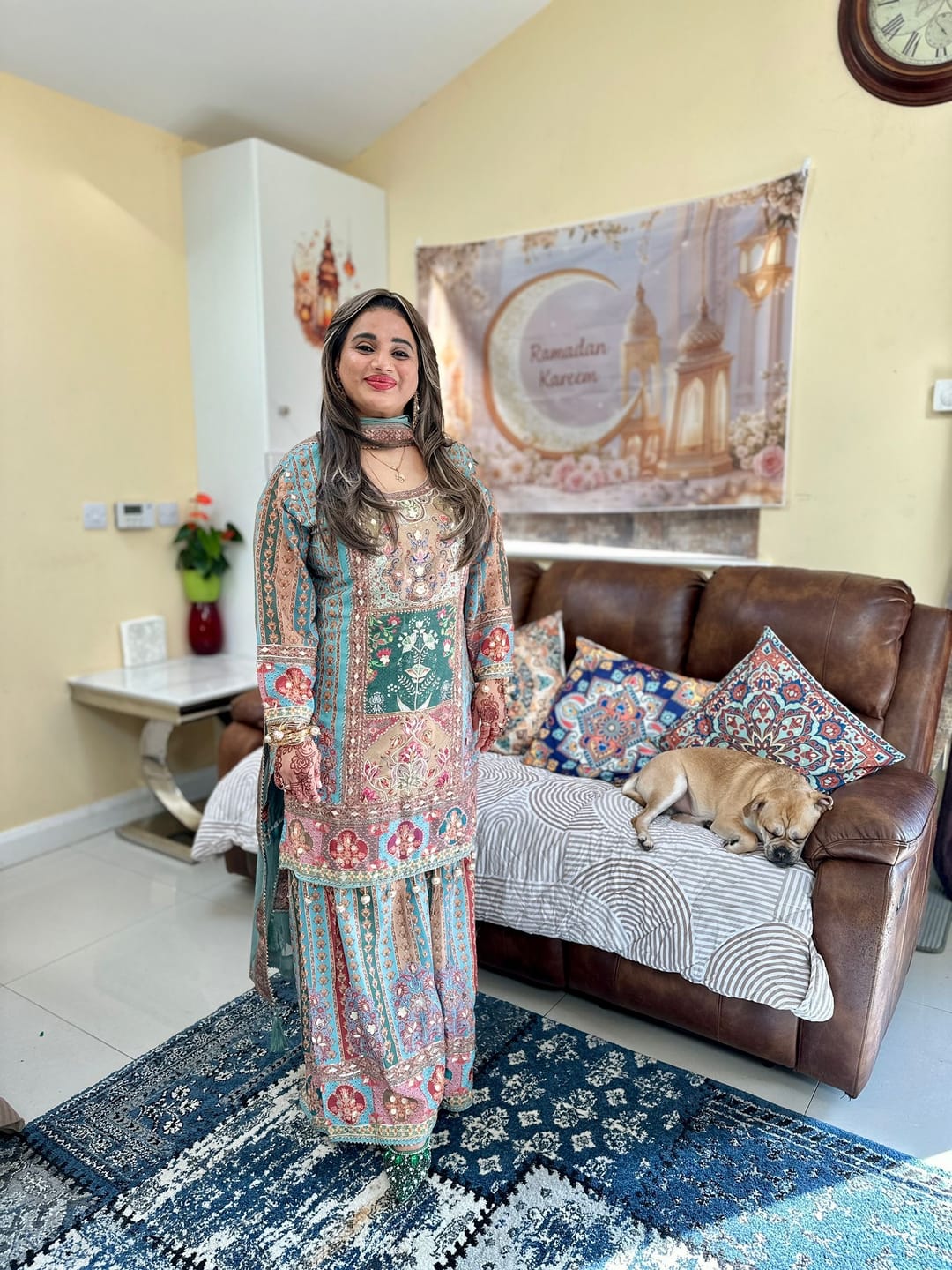 Customer photo review of Pistachio Green Viscose Crepe Silk Salwar Suit : Top Pick
