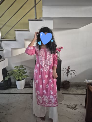 Customer photo review of Mehr Pink Long Modal Kurta