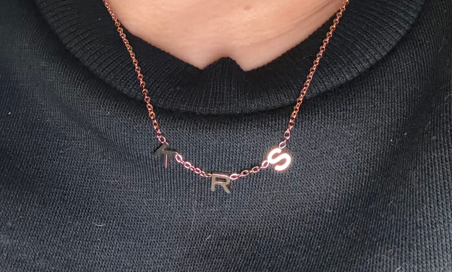 Customer photo review of Custom Letter Necklace