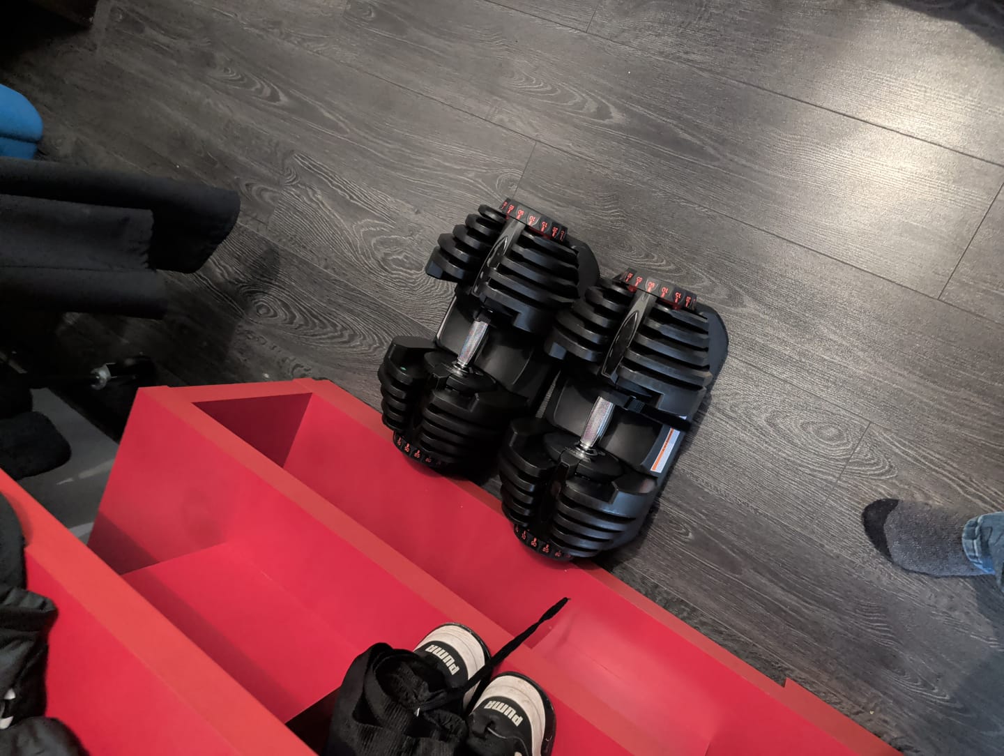 Customer photo review of Ensemble de 2 Haltères Ajustables (10 à 90lb)