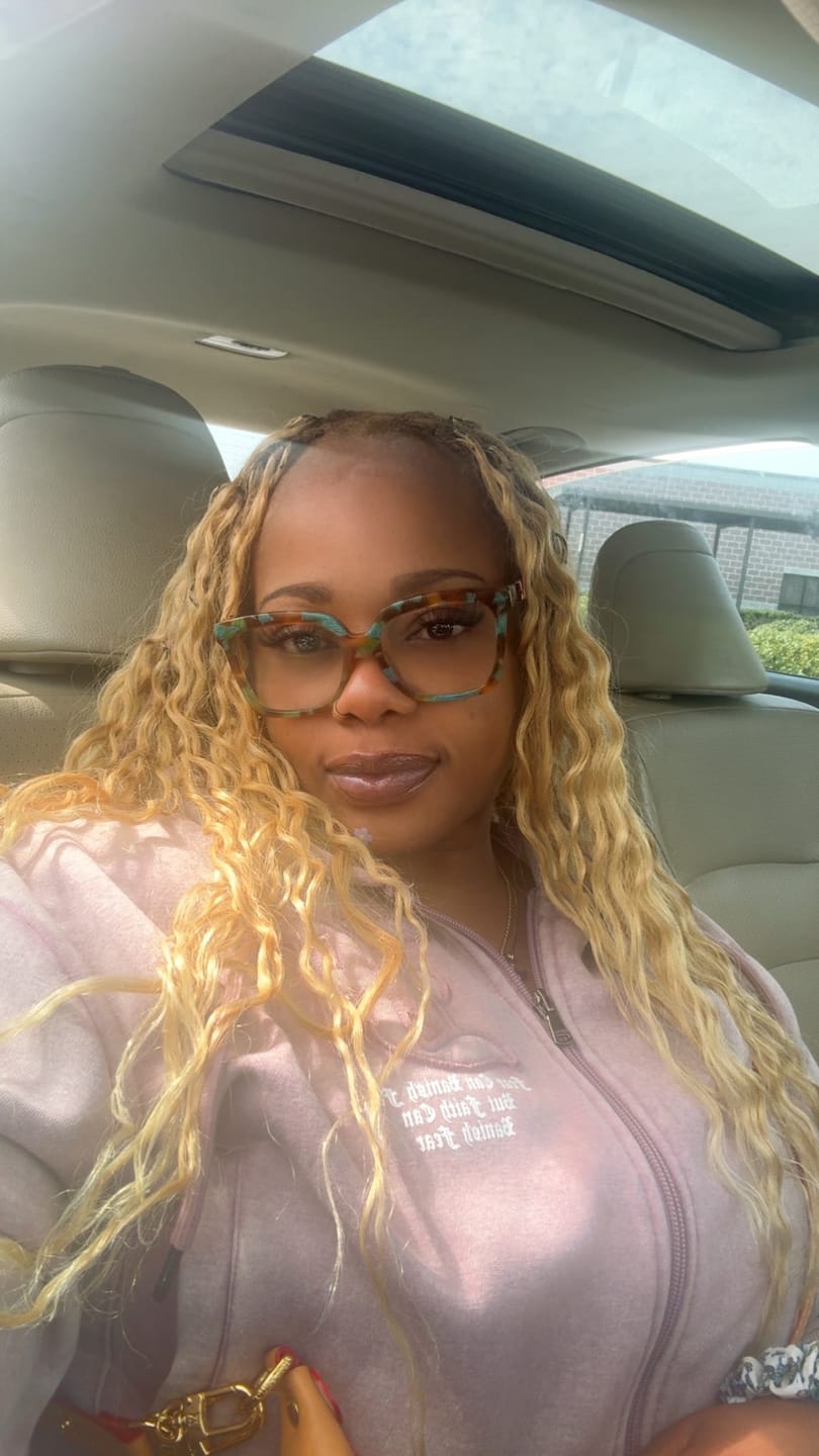 Customer photo review of #27 Honey Blonde Spanish Curl Human Crochet Hair