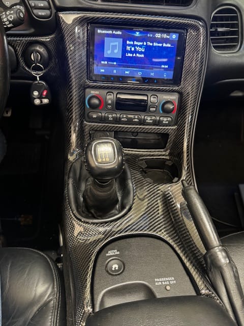 Customer photo review of Genuine Carbon Fiber Dash For Chevrolet Corvette C5 Fits Double Din Radio