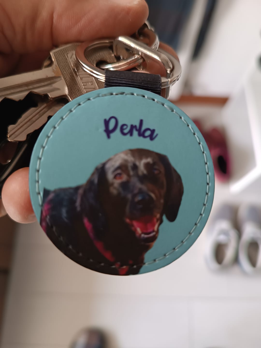 Customer photo review of Ritratto animale domestico - Portachiavi personalizzato