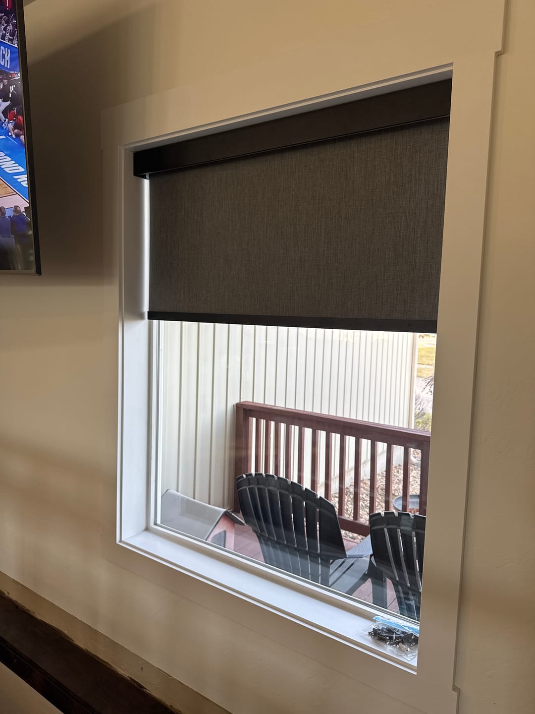 Customer photo review of SmartWings Motorized Roller Shades 100% Blackout Eclipse