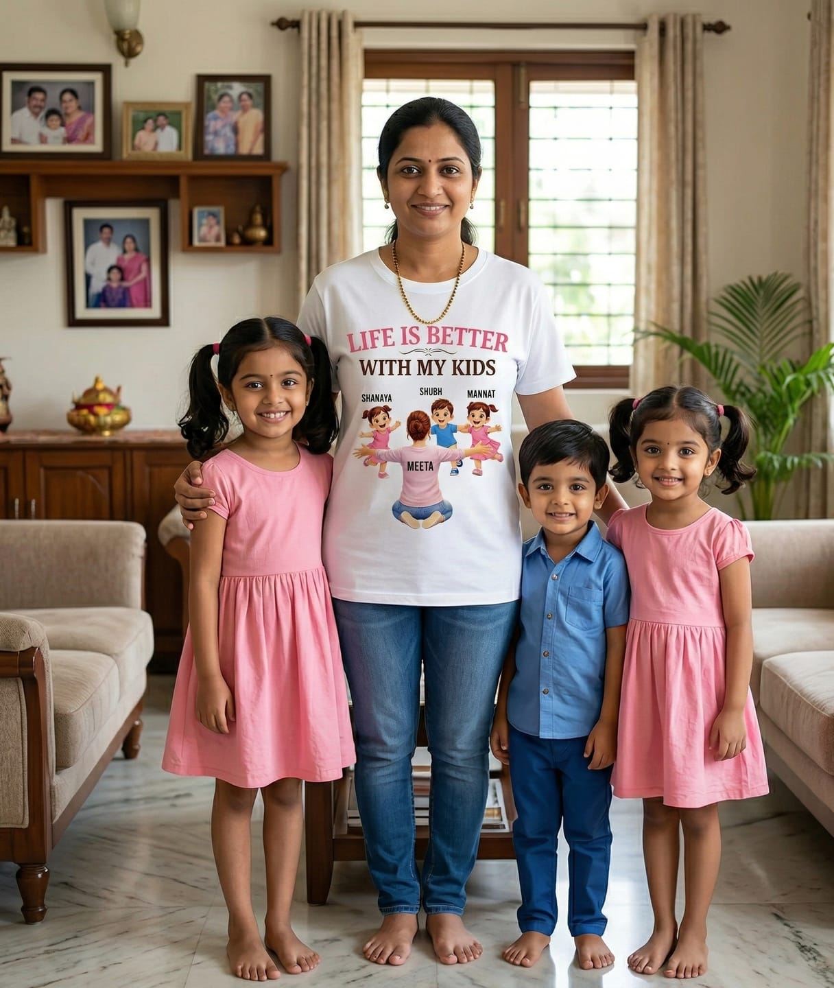 Customer photo review of CUSTOMIZED-MY HAPPINESS, MY SON & DAUGHTER (FATHER) CLASSIC T-SHIRT
