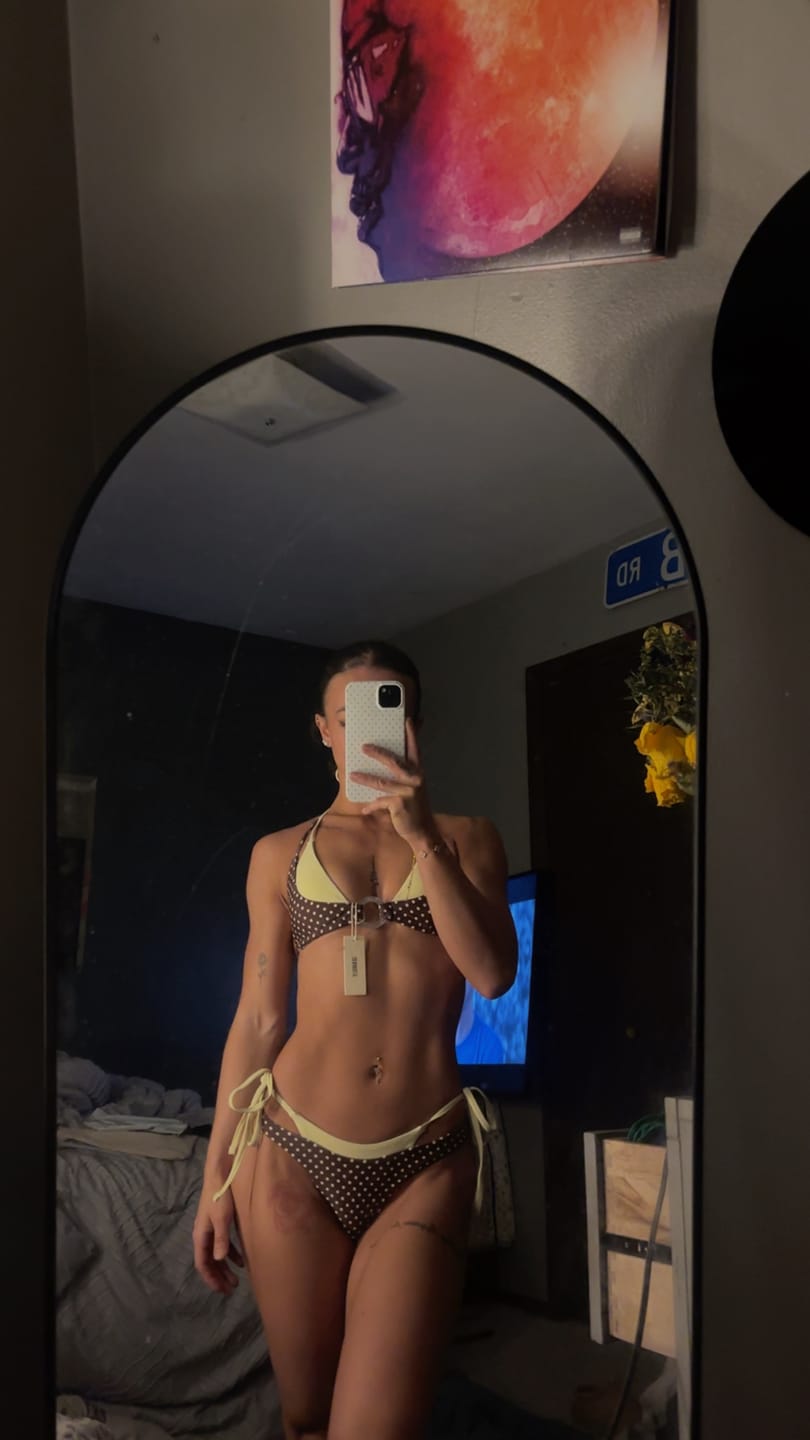 Customer photo review of Seamolly Contrast Color Polka Dot Print O Ring Double Layer Bikini Set