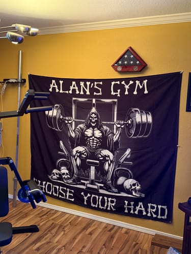 Customer photo review of Iron Eagle Spirit Personalized Gym Banner Flag 11503