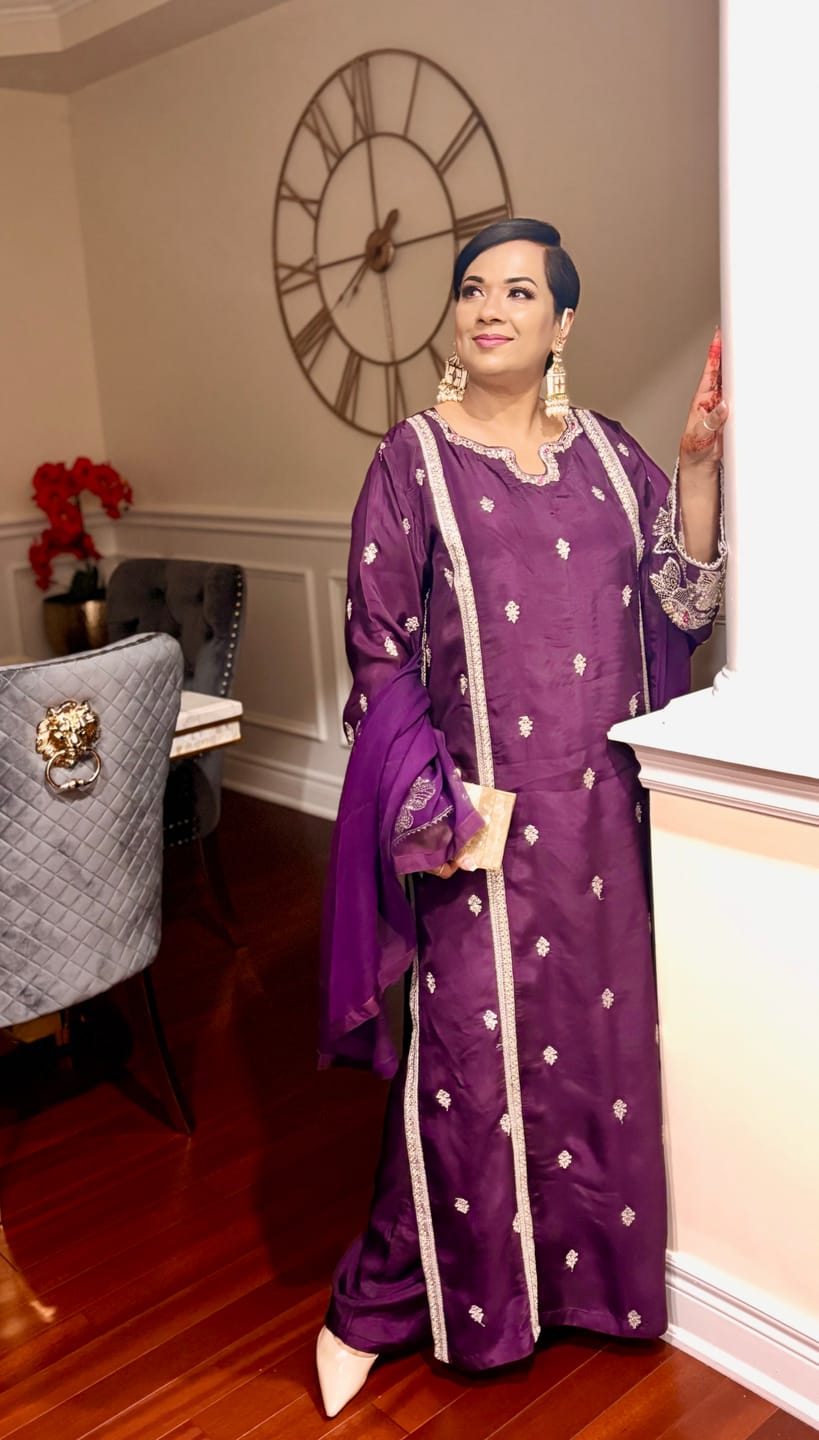 Customer photo review of Teal Embroidered Cape draped skirt Set