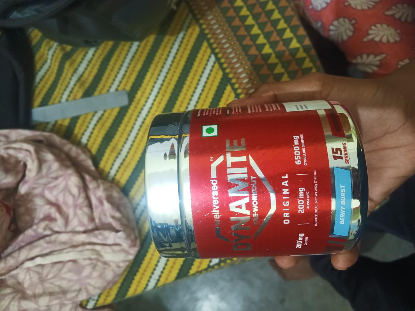 Customer photo review of Dynamite Pre-Workout (210g, 15 Servings) | Berry Burst