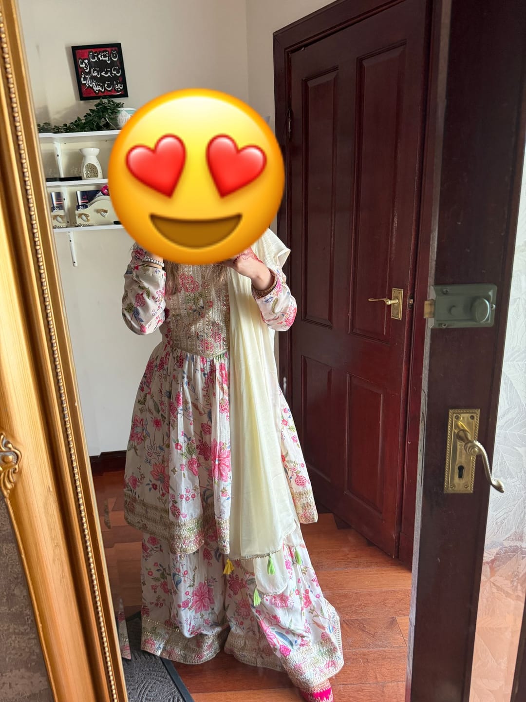 Customer photo review of Tea Green Floral Printed Chinon Sharara Suit