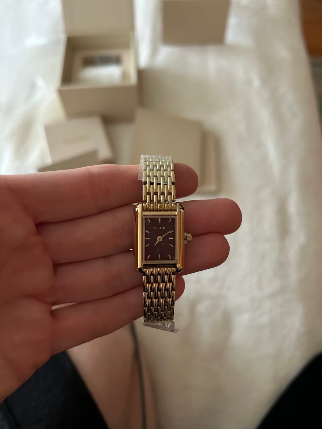Customer photo review of Olivia Petite Gold Burgundy