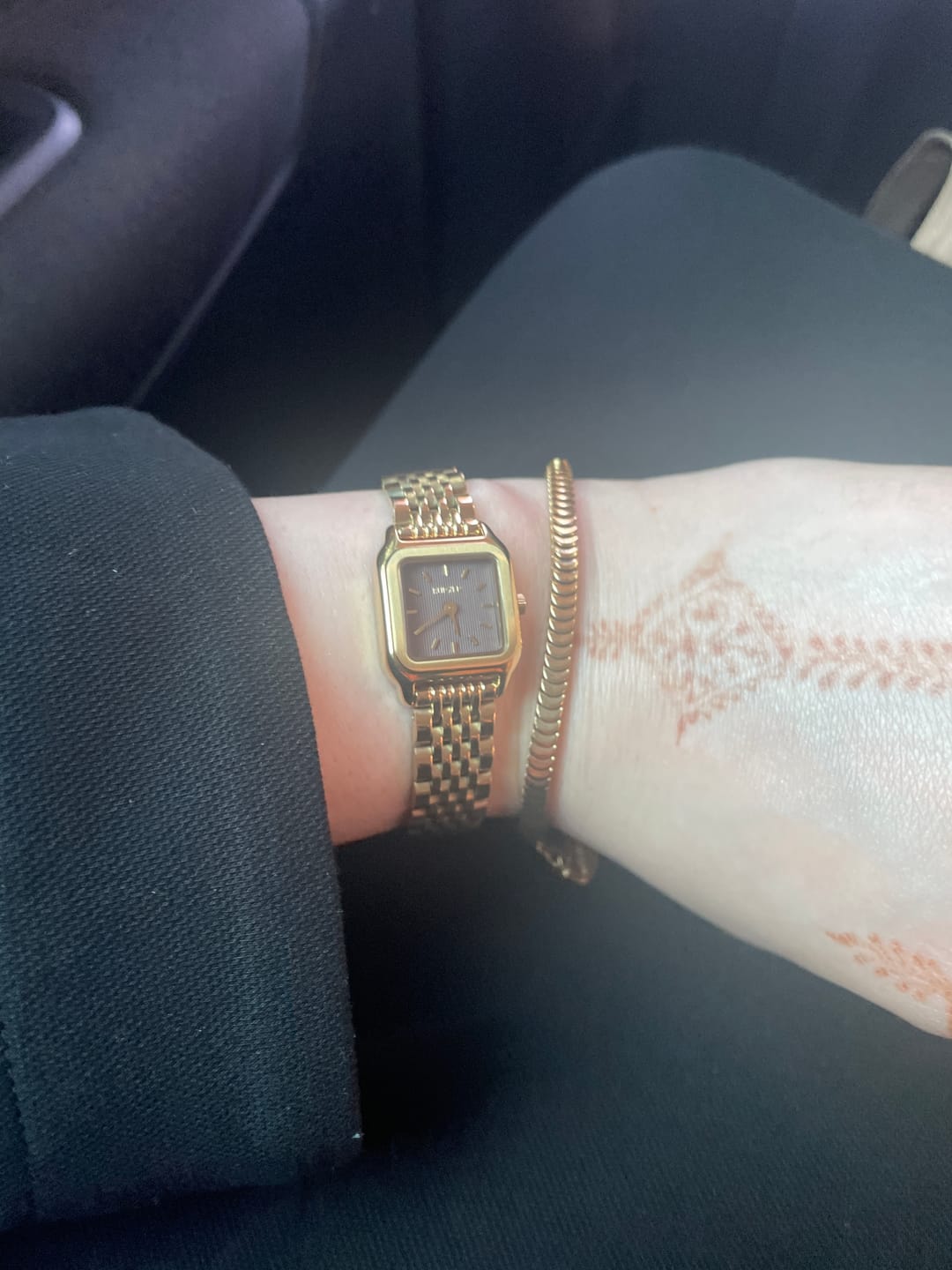 Customer photo review of Macy Petite Gold Burgundy