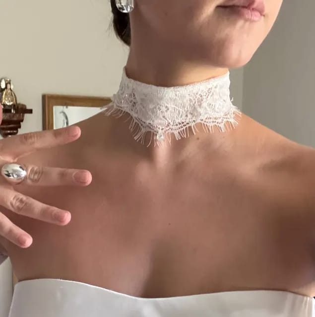 Customer photo review of Lace Sparkly Bridal Choker