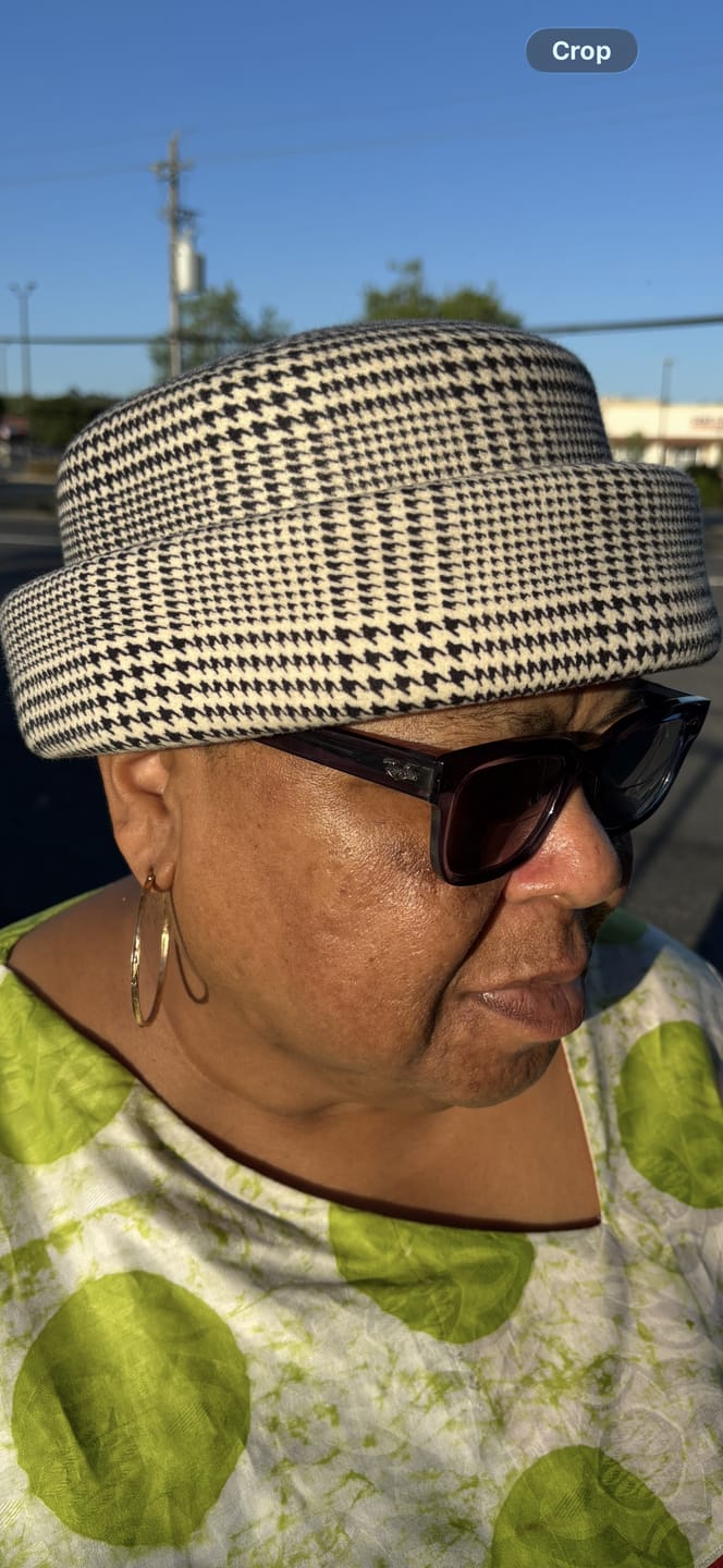 Customer photo review of London Pillbox Hat - Glen Plaid