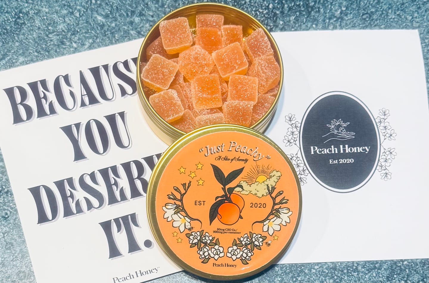 Customer photo review of "Just Peachy" CBD Gummies