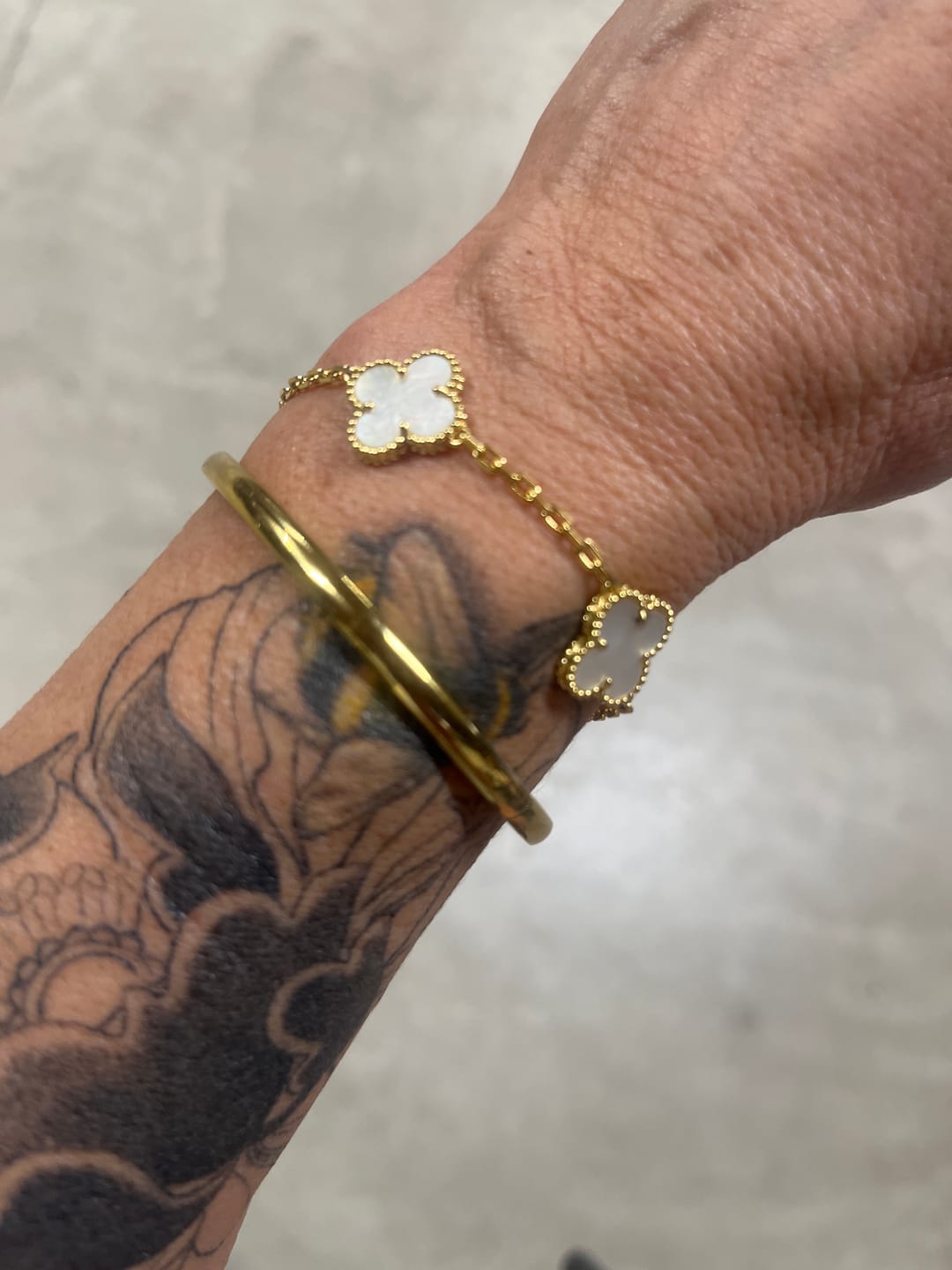 Customer photo review of 925 Silver, Lucky Clover Leaf Bracelet, 18K Gold Plated