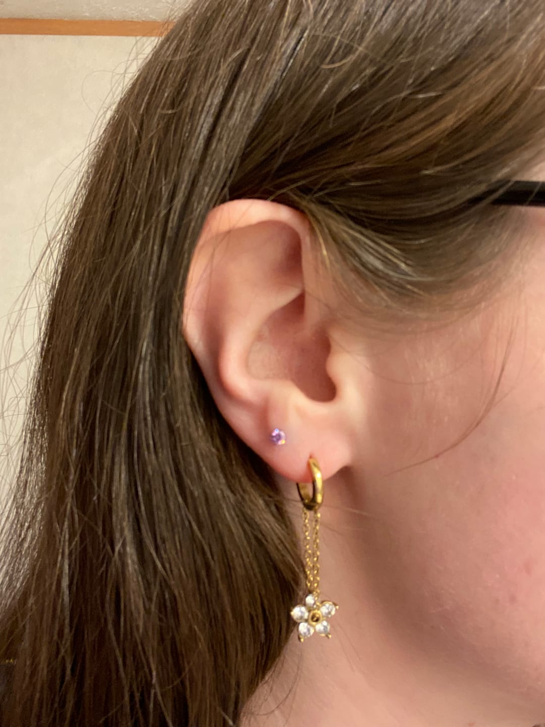 Customer photo review of Blooming Petal Crystal Earrings