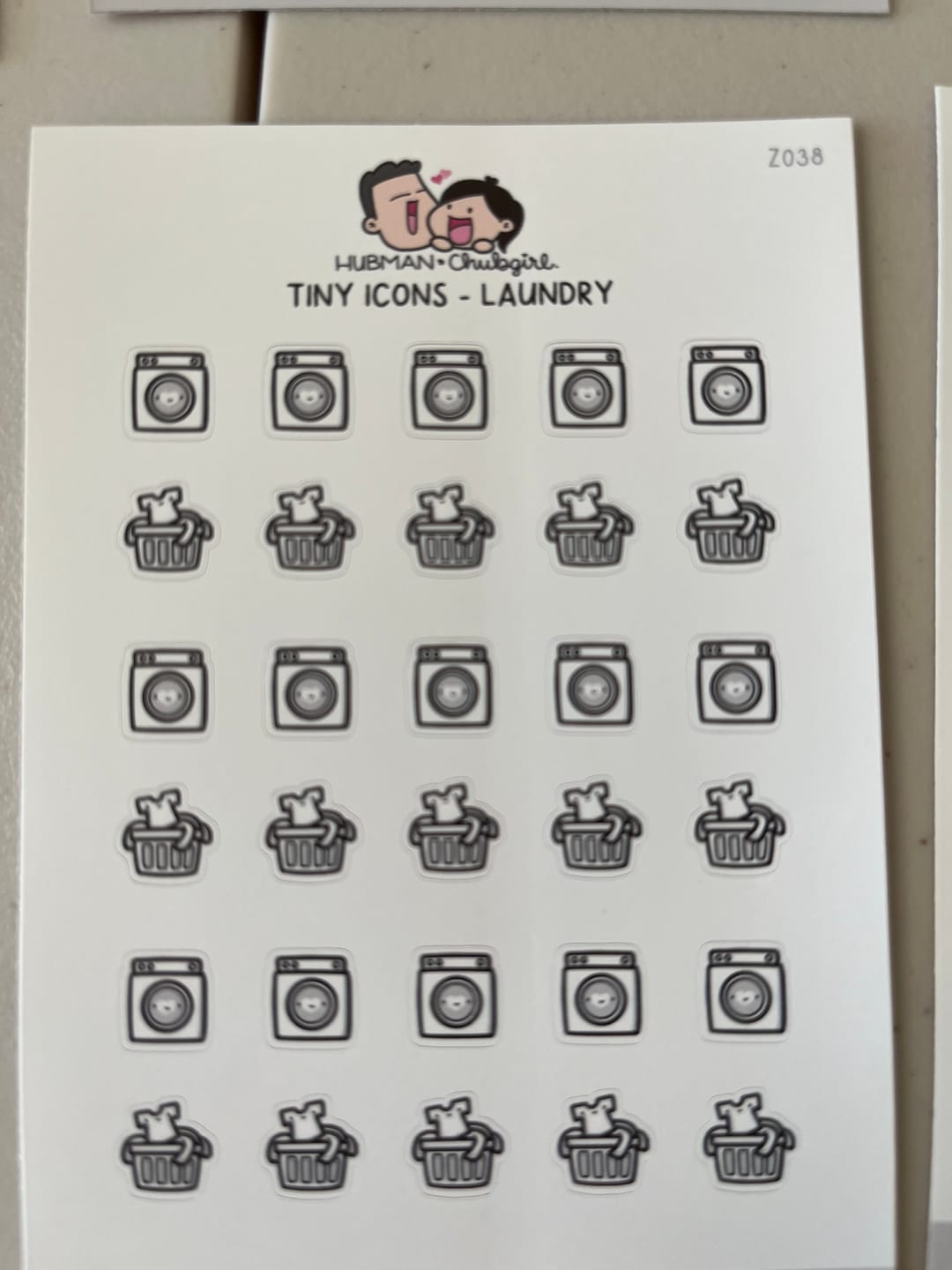 Customer photo review of Tiny Icons - Laundry Planner Stickers