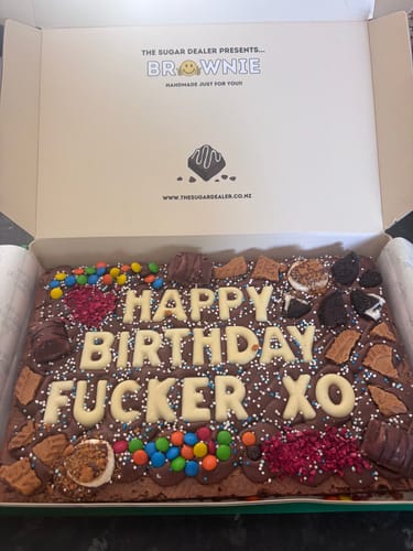 Customer photo review of Mega custom message loaded brownie