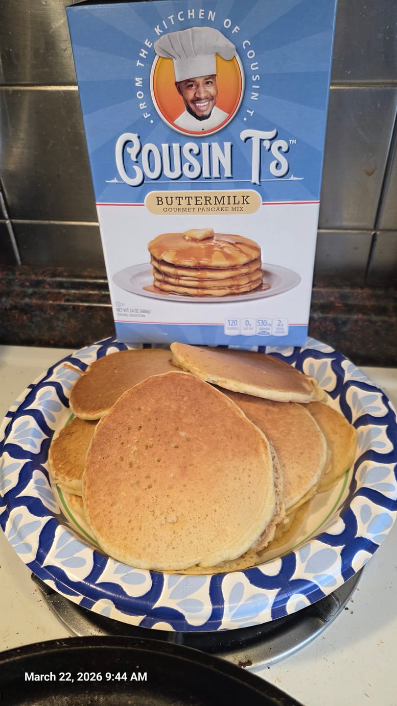Customer photo review of Cousin T's Maple Syrup & 2 Pack Pancake Mix Bundle