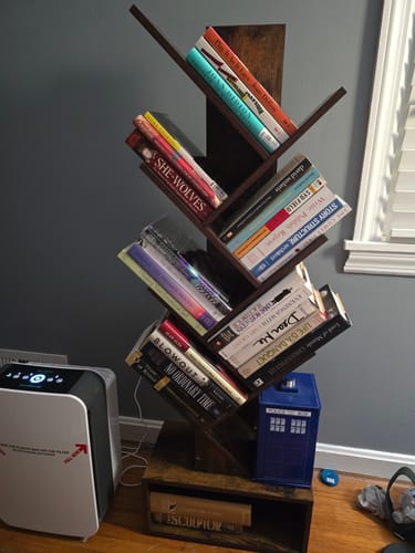 Customer photo review of Flycity 6 Tier Tree Bookshelf With Modern Rustic Style Drawer