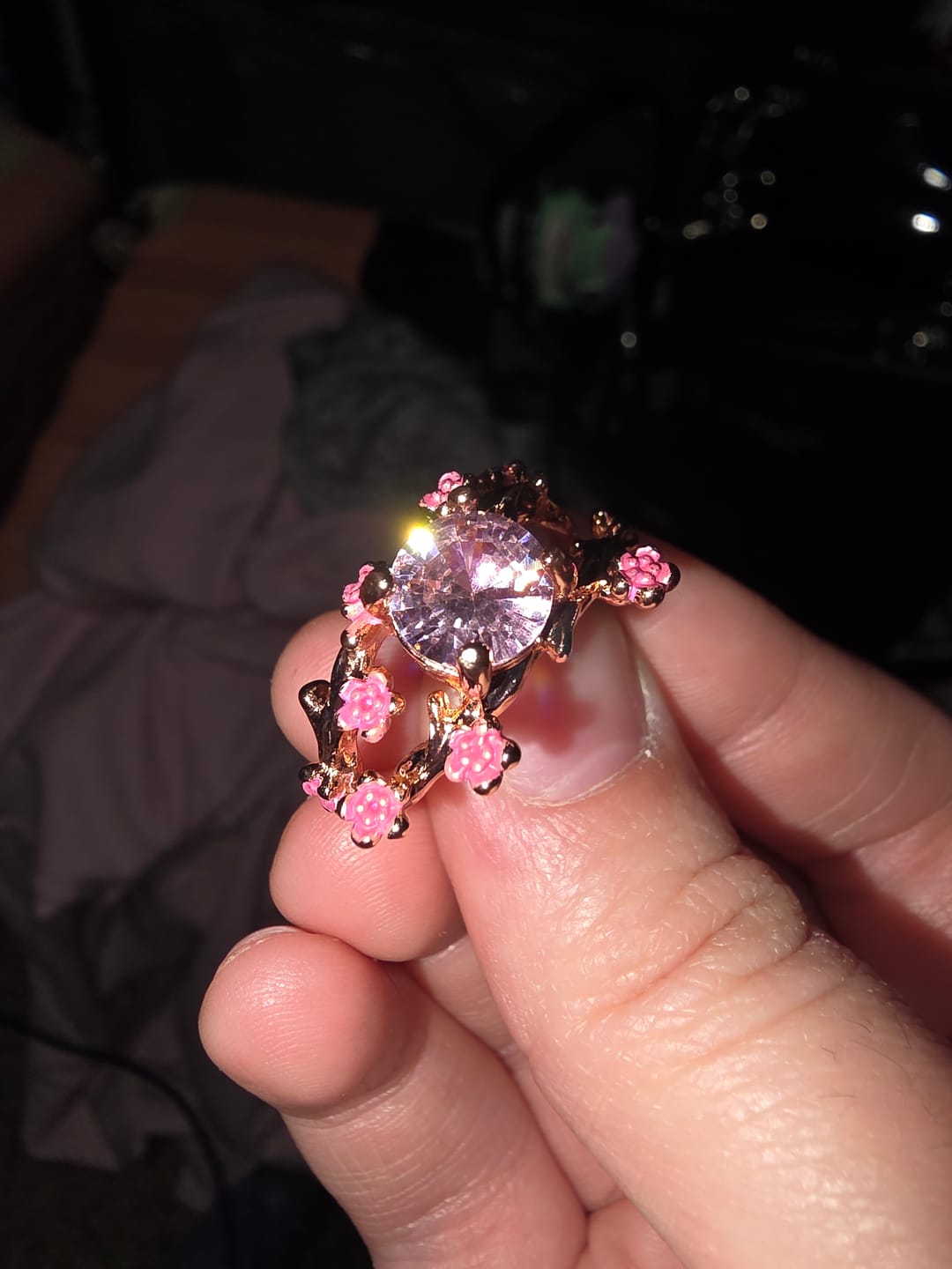 Customer photo review of Olivenorma Enchanted Sakura Grove Rose Quartz Ring