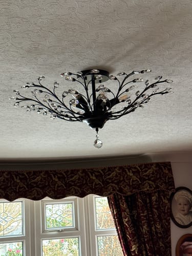 Customer photo review of Crystal Glass Sputnik Branching Semi Flush Chandelier
