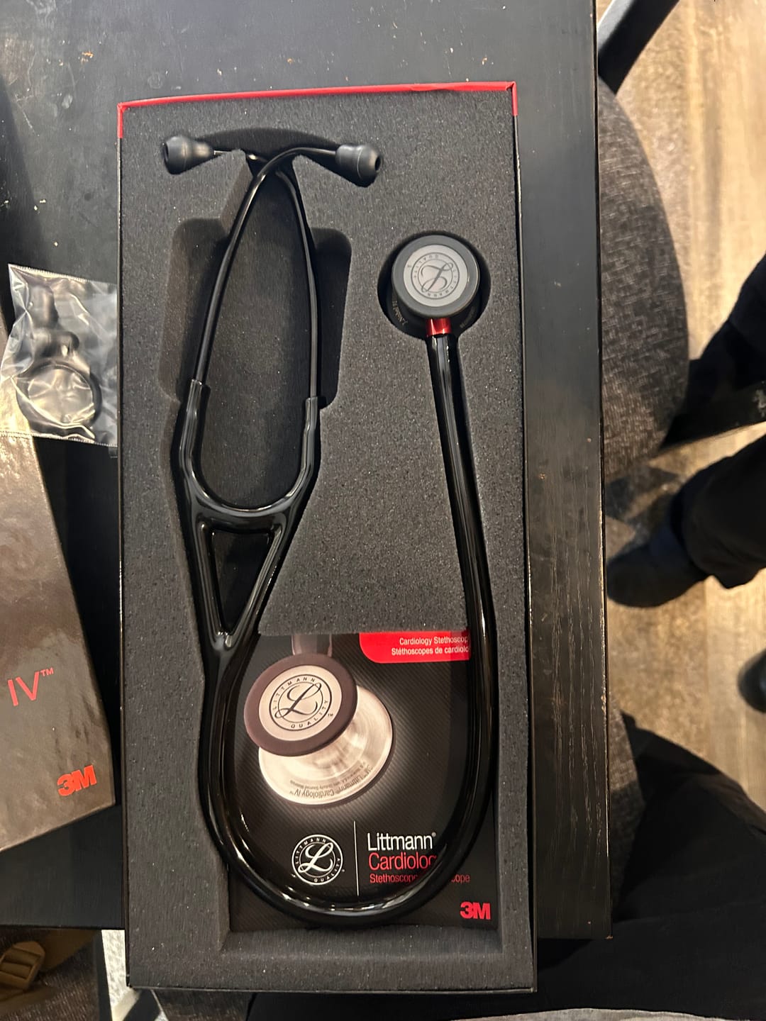 Customer photo review of Littmann Cardiology IV Diagnostic Stethoscope: Black & Black - Red Stem 6200