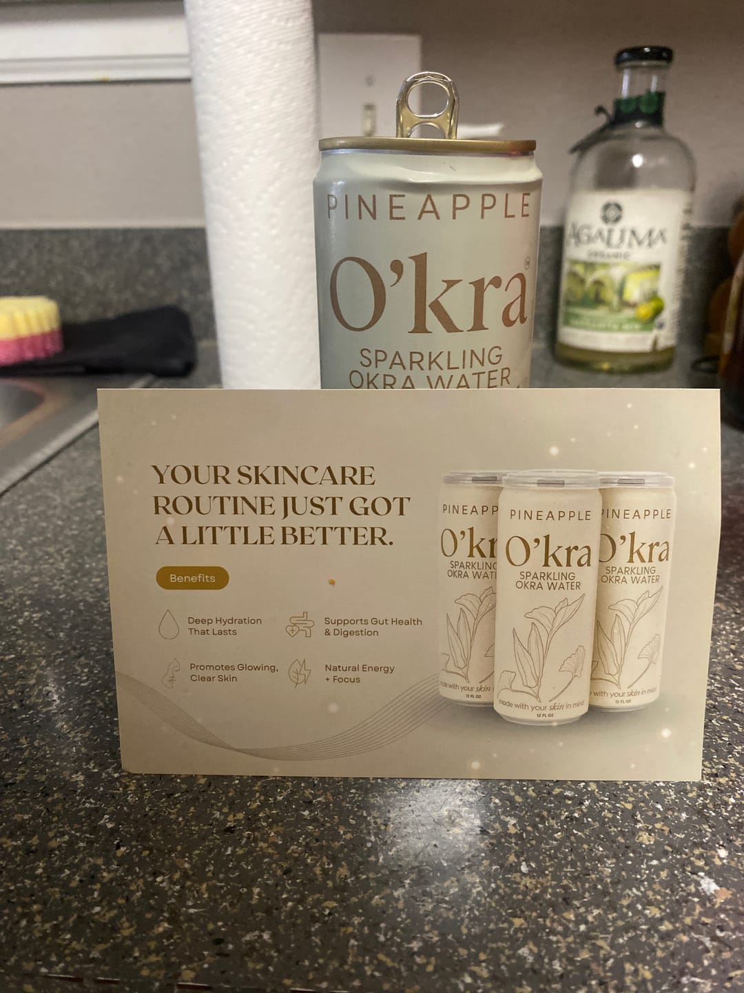 Customer photo review of O’kra – Sparkling Okra Water (Pineapple) | Hydration & Skin Health