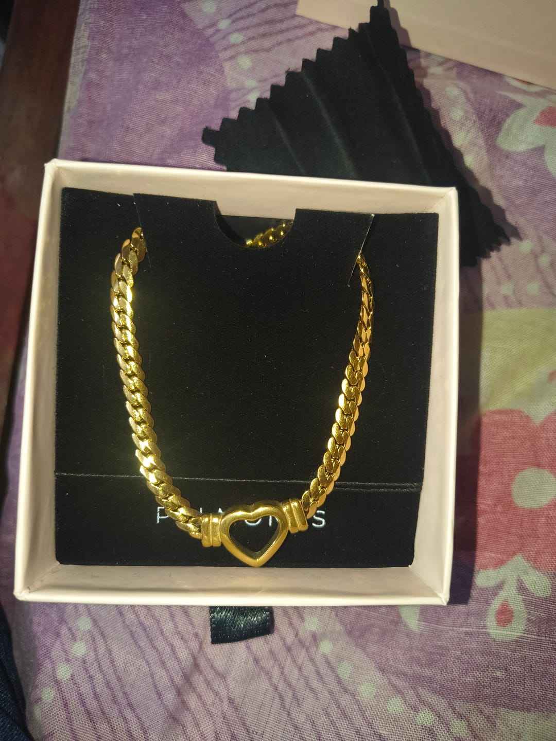 Customer photo review of Cuban Chain Hollow Heart Necklace