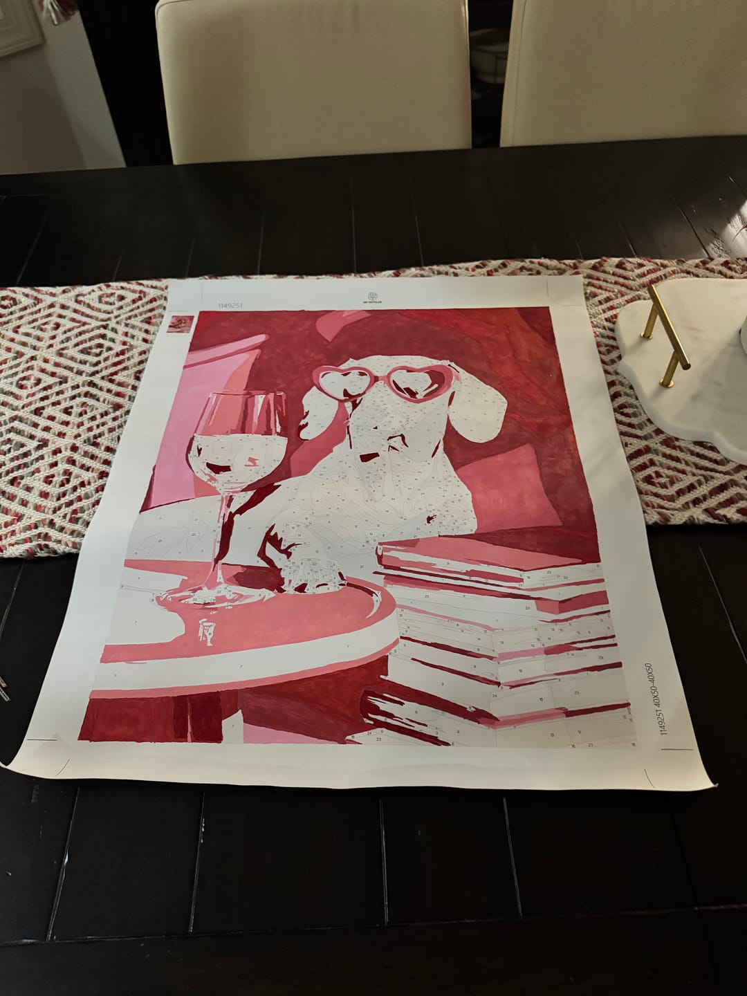 Customer photo review of Dachshund in pink | Paint by Number
