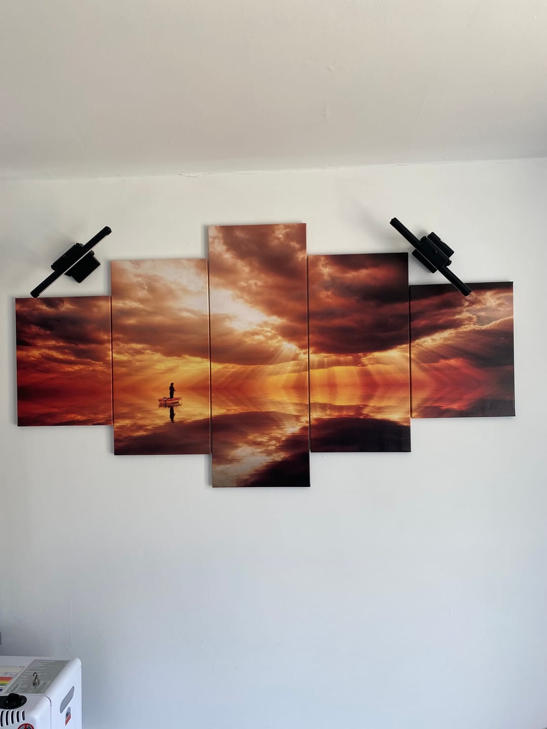 Customer photo review of Fishing At Sunset Lake Reflection 5 Panel Canvas Print Wall Art