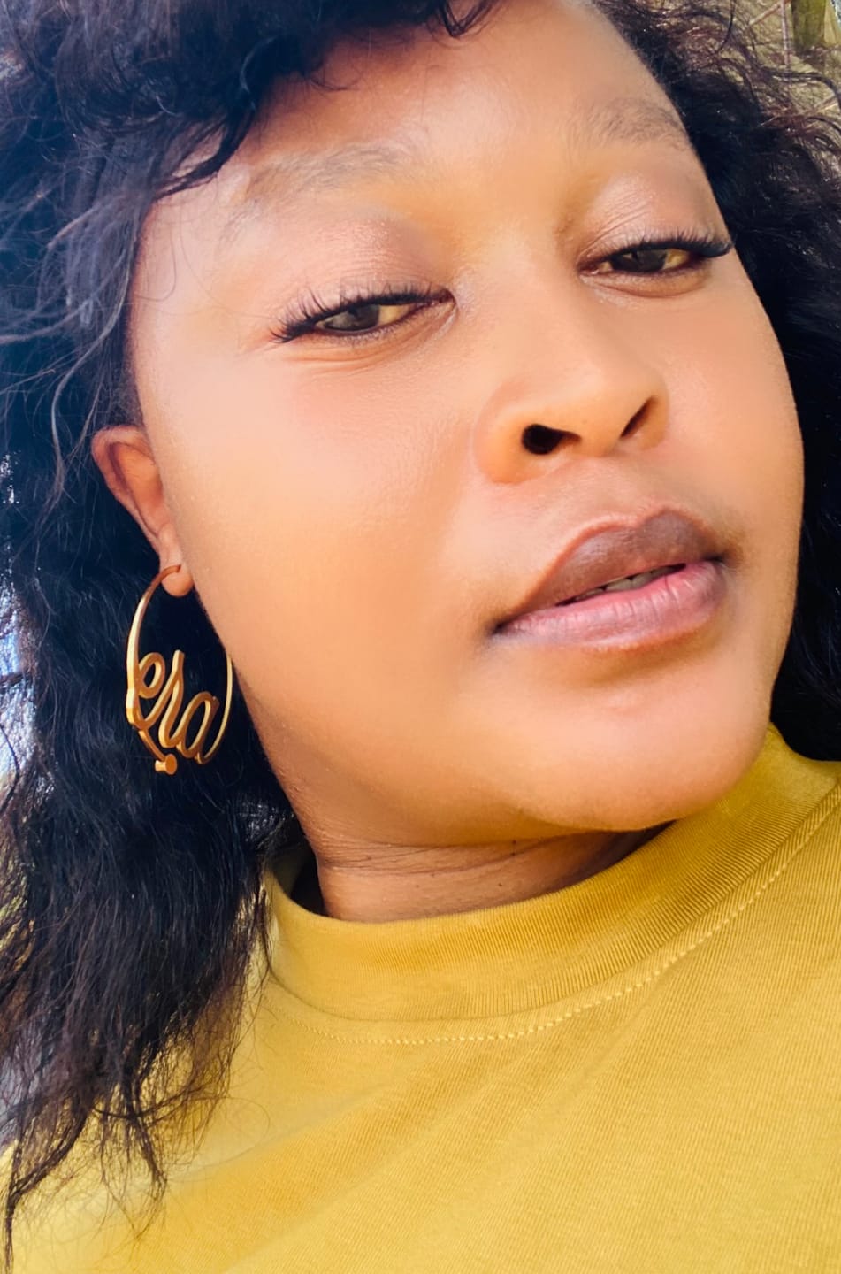 Customer photo review of Gold Pearl Square Drop Earring