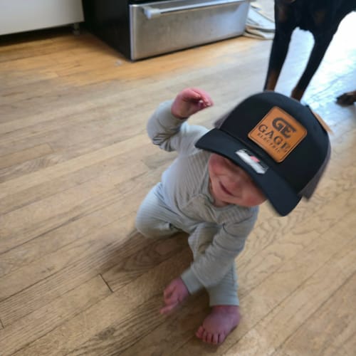Customer photo review of Custom Leather Patch Hats Richardson 115 Laser Engraved