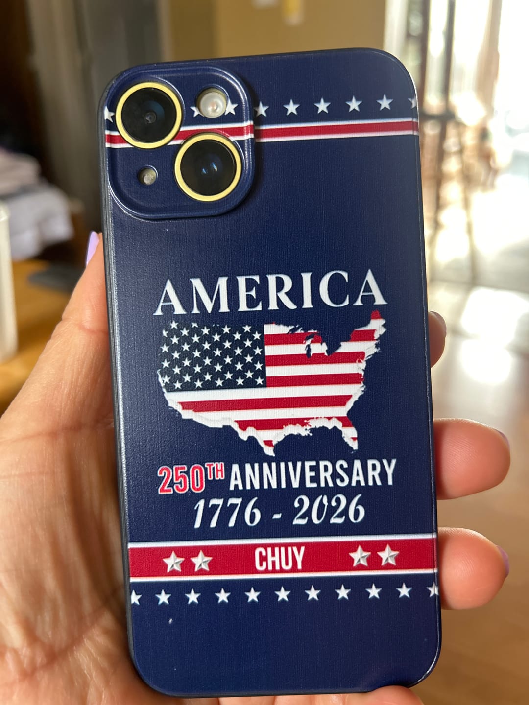 Customer photo review of Personalized Family Name America 250th Anniversary Phone Case