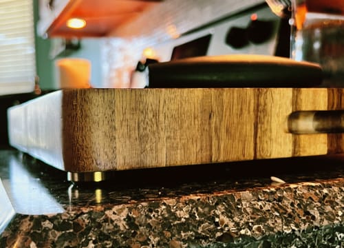 Customer photo review of Premium Cutting Board Feet - Brass/Stainless Steel