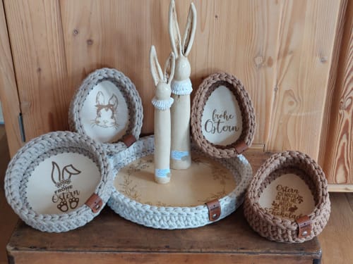 Customer photo review of Label-Set "Handmade With Love" Kunstleder Label für Häkelkörbe, Label aus Kunstleder - CS0050