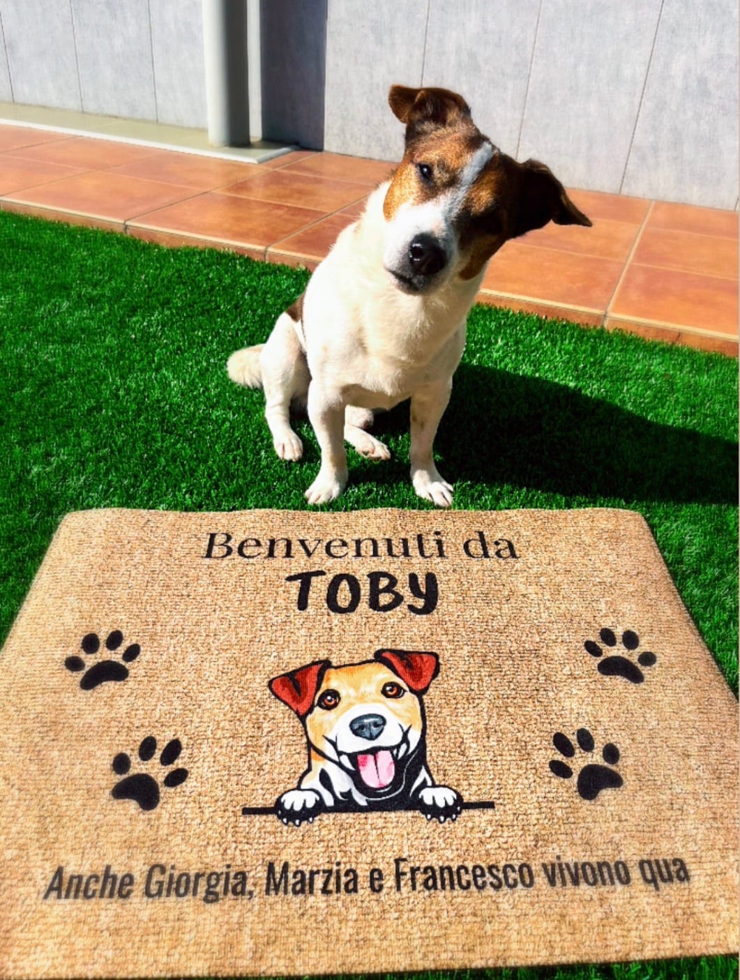 Customer photo review of Benvenuti da – Zerbino personalizzato