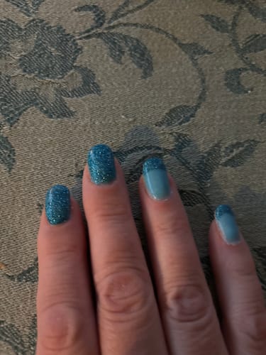 Customer photo review of Haze Blue Dipping Powder