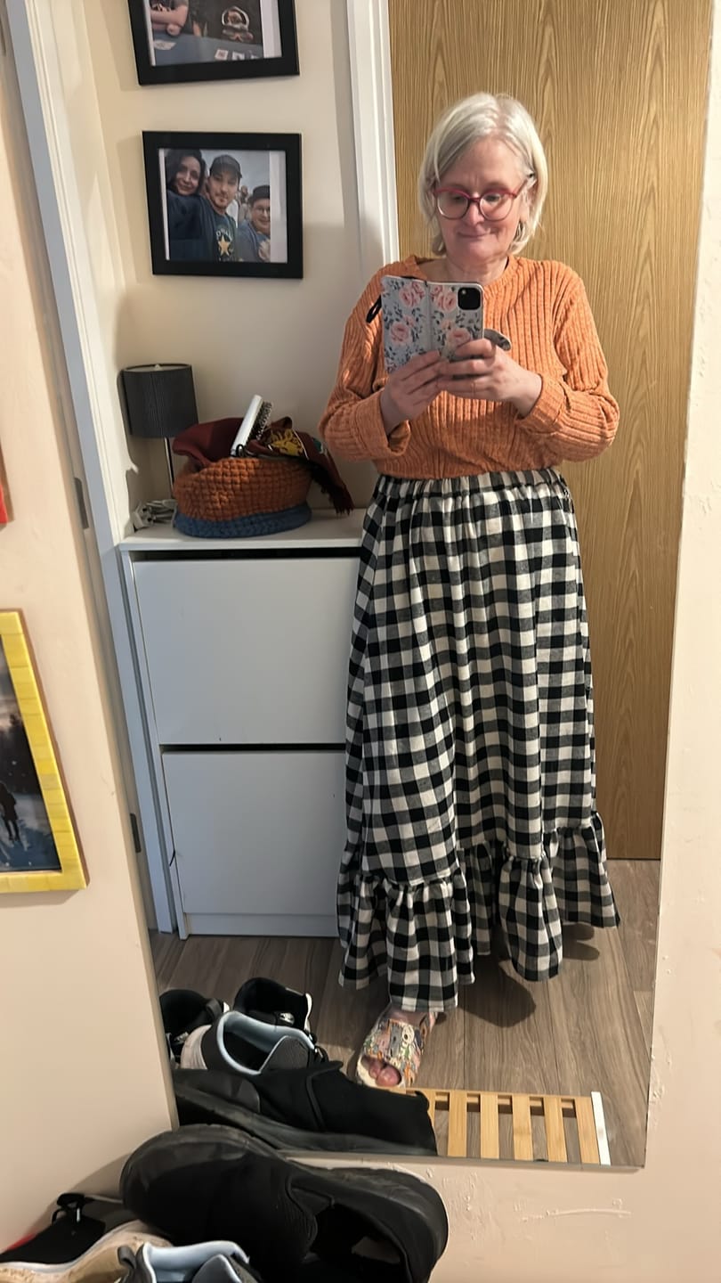 Customer photo review of Black and Cream Checkered Brushed Cotton Fabric