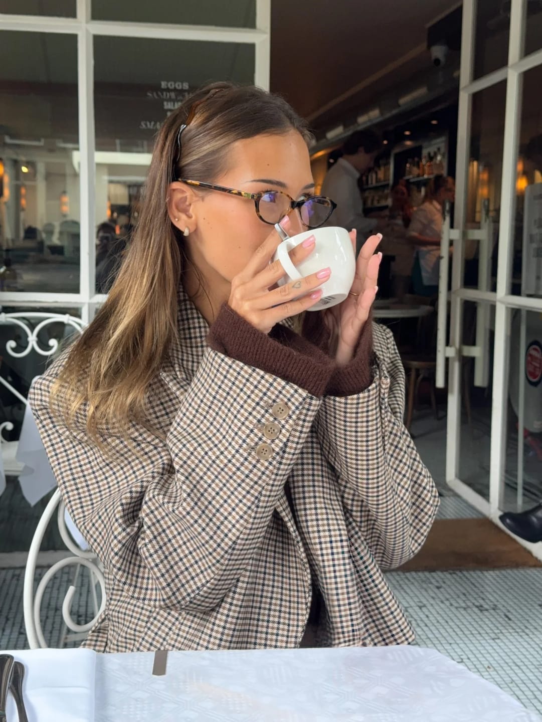 Customer photo review of Elma Houndstooth Belted Shorts Suit