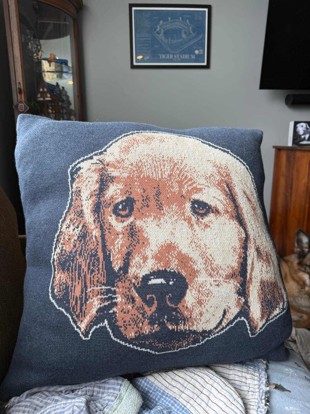 Customer photo review of Dog Face - Custom Knitted Pillow