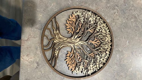 Customer photo review of Laser cut tree of life wall art svg file