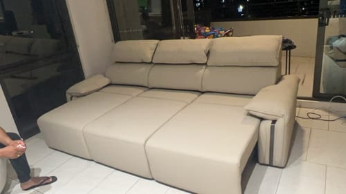 Customer photo review of Chocolate 2.65M 3.5 Seat Fully Electric Reclining Sofa Bed - Leather