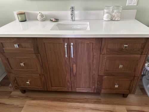 Customer photo review of Bridgeport 60" American Black Walnut Bathroom Vanity