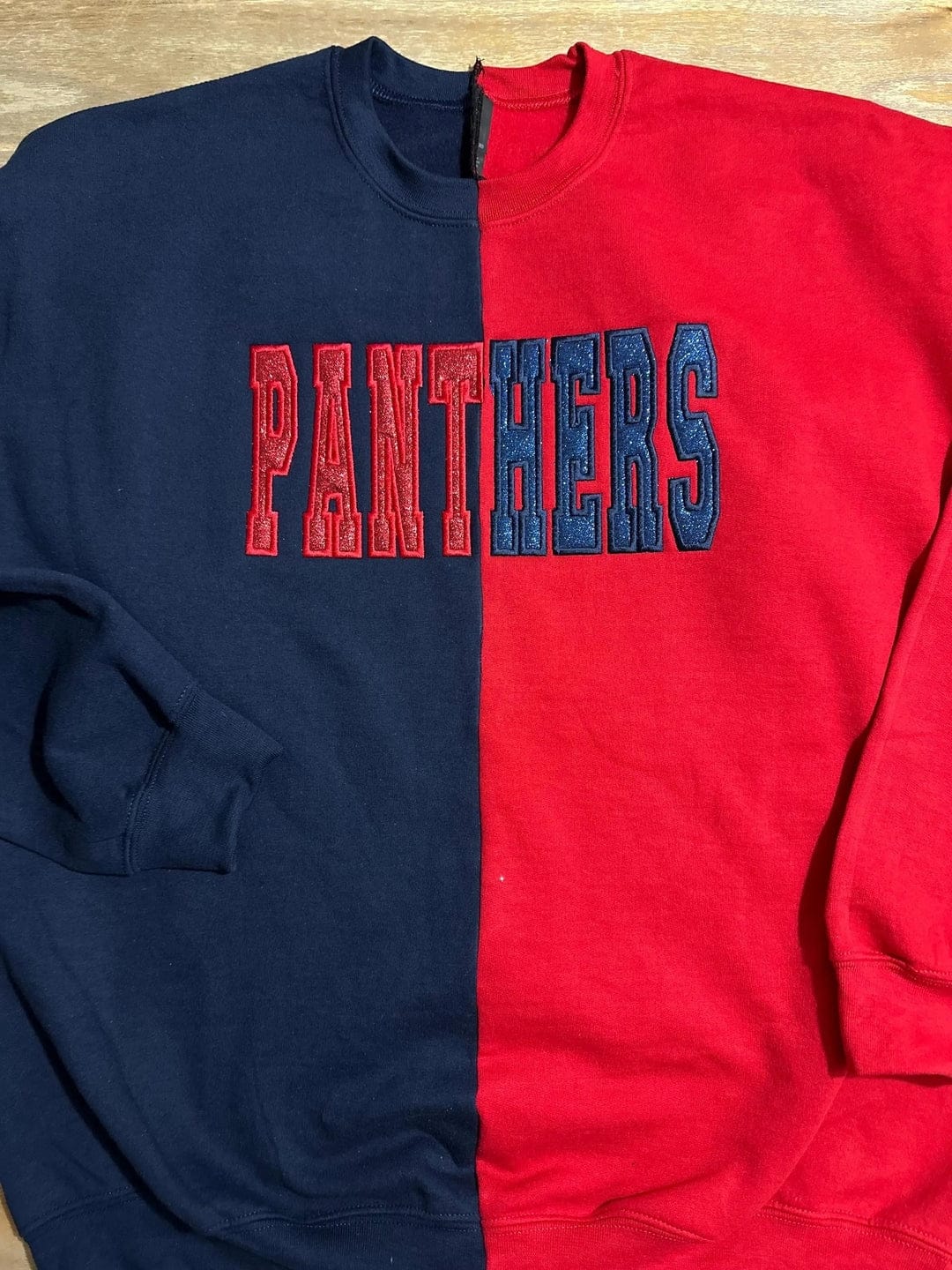 Customer photo review of Custom Glitter Embroidered Two Tone Sweatshirt